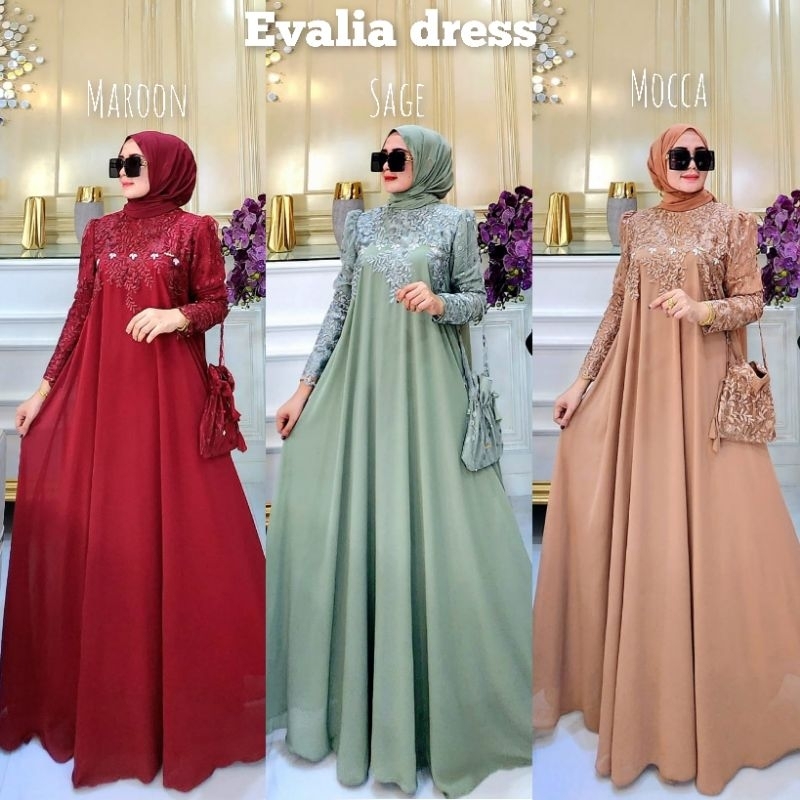 EVALIA DRESS SET ORIGINAL!!!(include tas lucu senada)