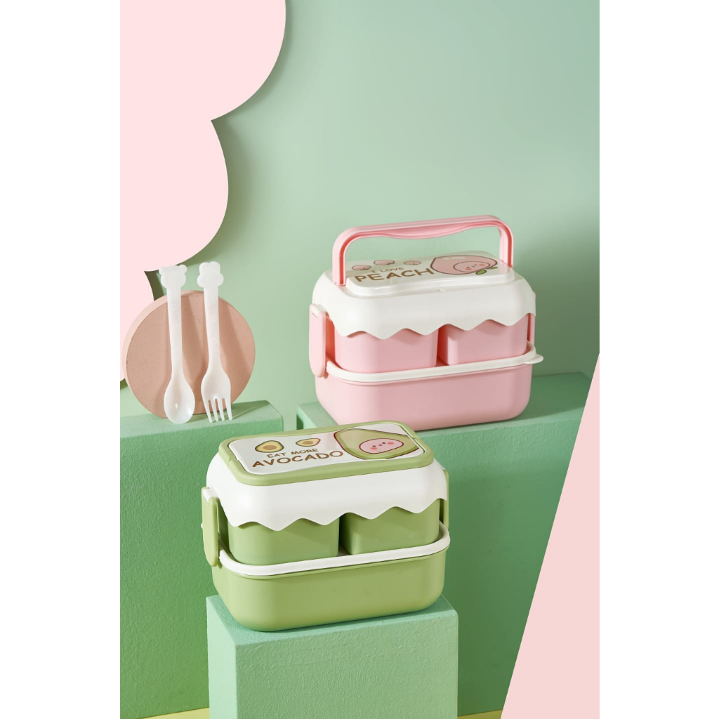 LUNCHBOX//KOTAK MAKAN PERSEGI DUA TINGKAT KD6363
