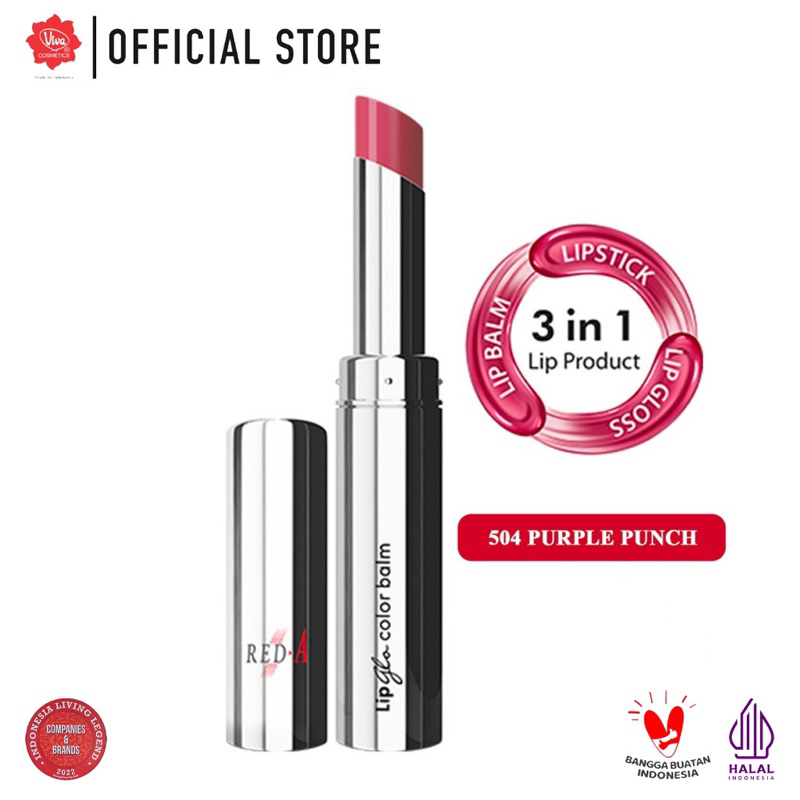 Red-A Lip Glo Color Balm 3 in 1 - LIPBALM Glow LIPGLOSS &amp; LIPSTICK Medan Celebshine