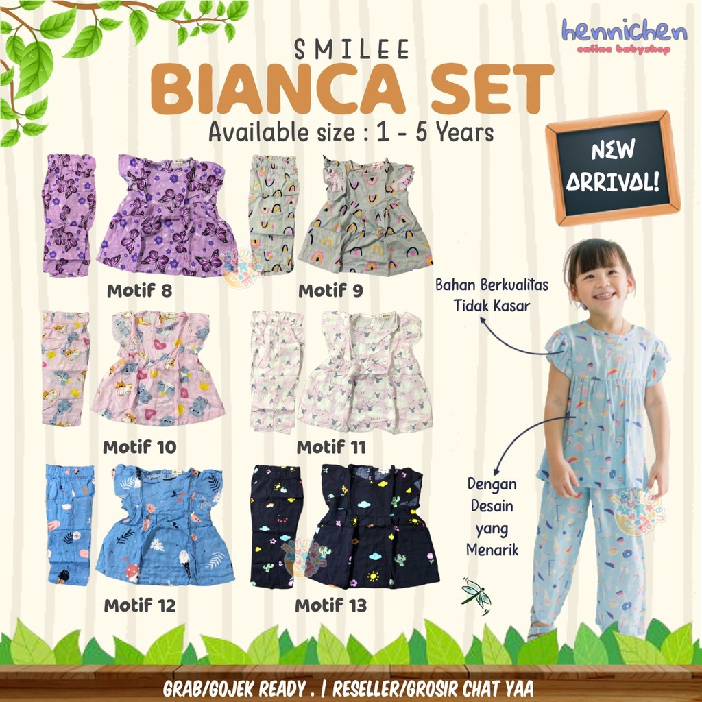 PROMO 7.7 Setelan ADEM FASHION GIRL Atasan Pendek Celana Panjang Bianca SMilee 1-5 Tahun PART 2