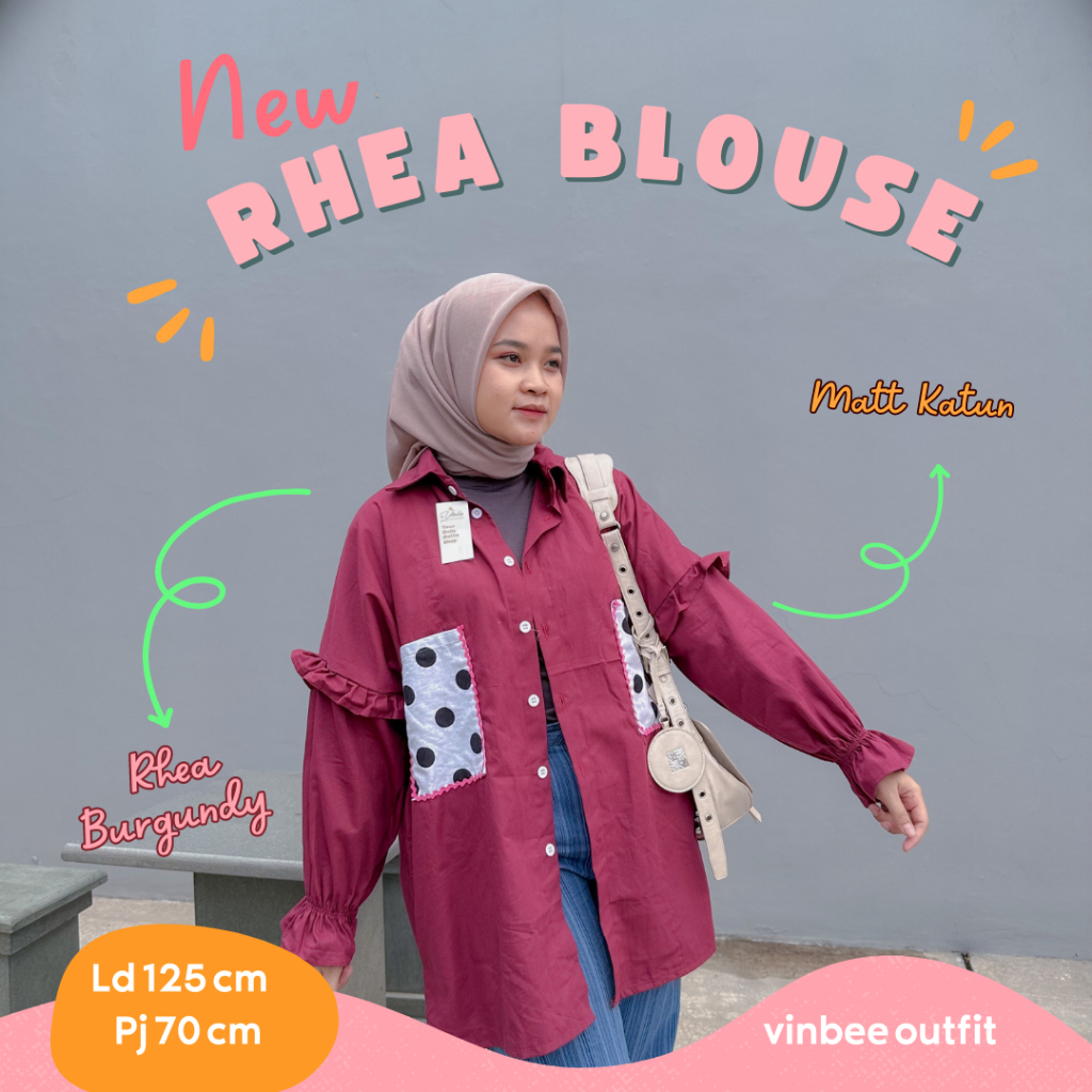 Vinbee - Rhea Blouse - Kemeja Wanita Pocket Polka Katun Poplin