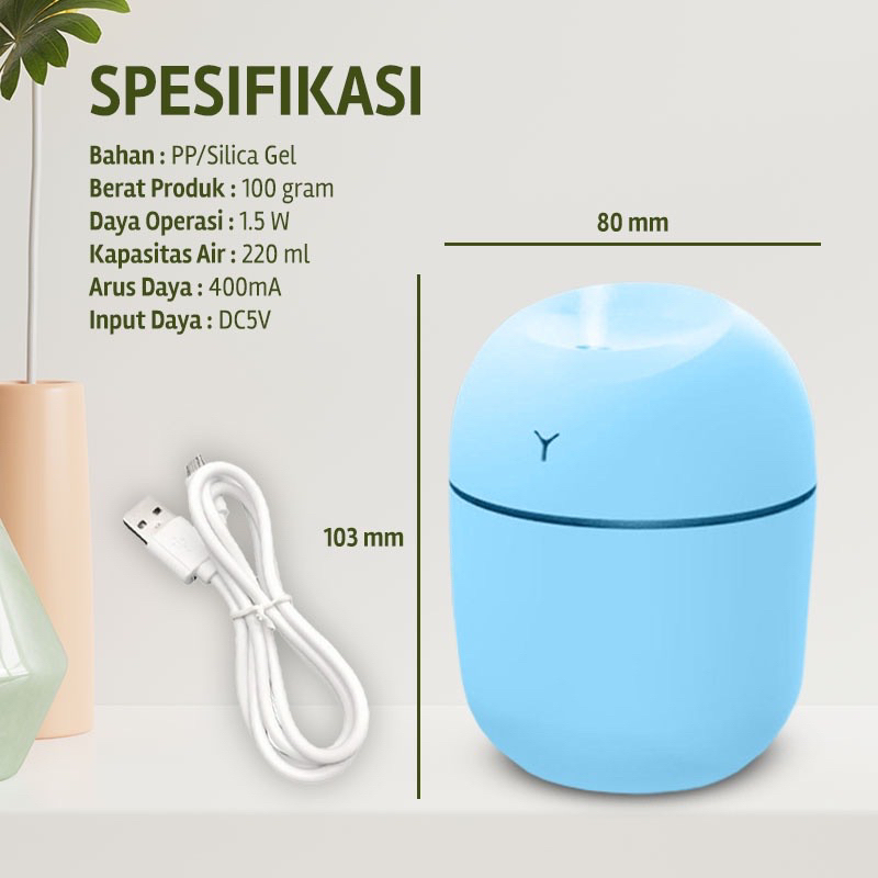 Portable Humidifier Diffuser USB /essential oil aromatherapy/ usb mini air purifier/minyak esensial humidifier 220ML