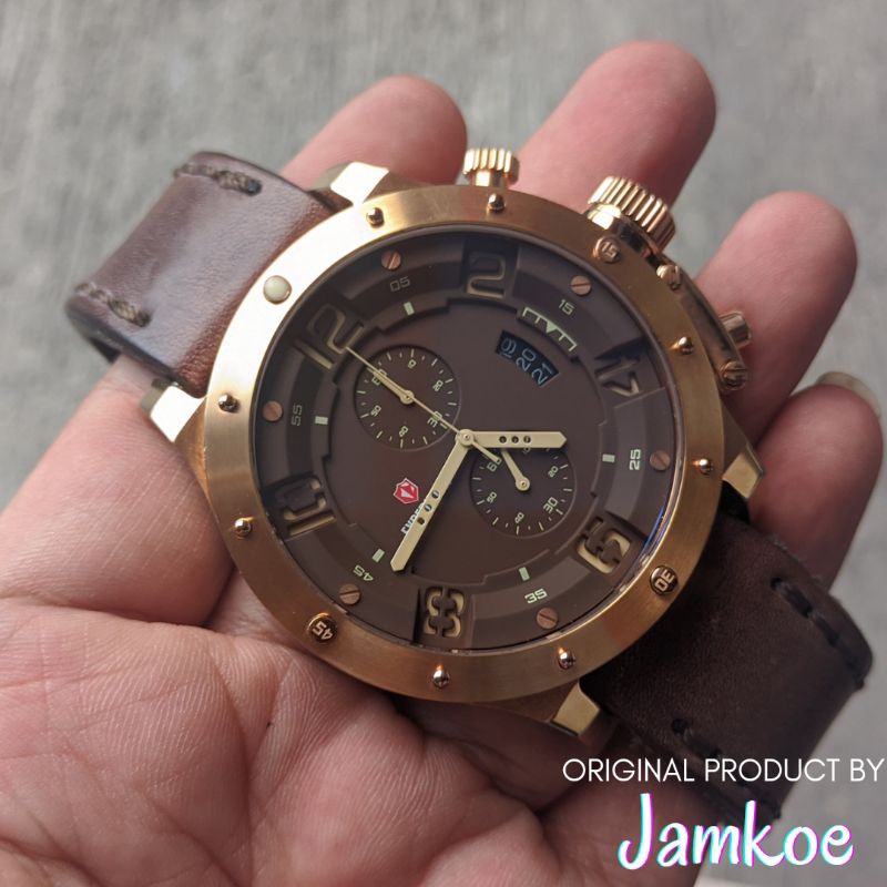 Jam Tangan Expedition Type E 6381 M Strap Tali Kulit Original Pria Warna Langka Limited Coklat Secon