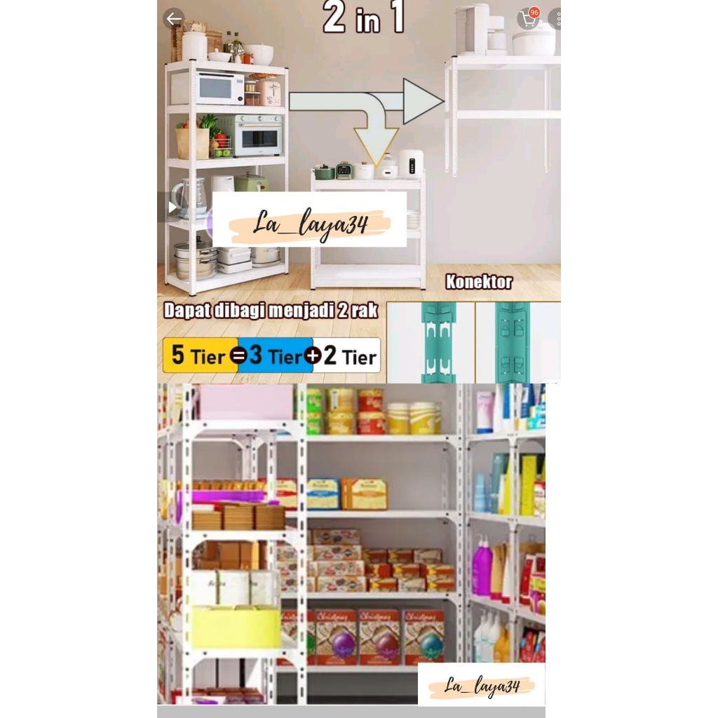 Rak Besi 5 Susun Serbaguna Rak Dapur Rak perkakas Rak Toko Rak rak buku  kayu rak aquarium