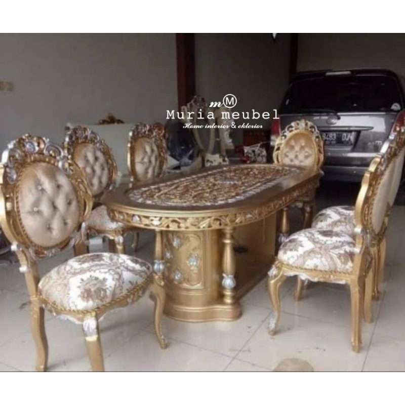 meja makan ukir mewah jati jepara