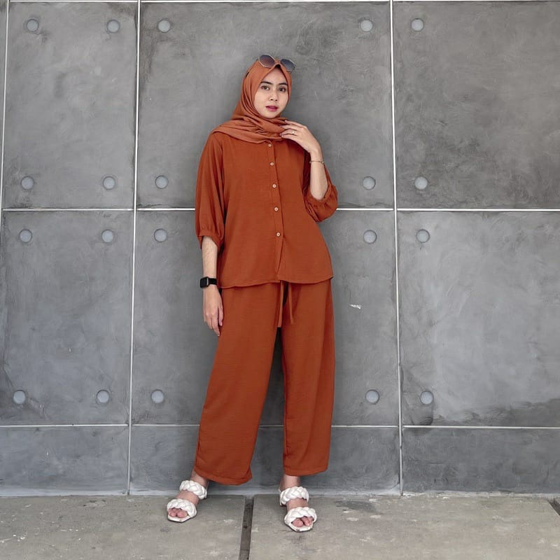 ALEXA ONE SET CRINKLE AIRFLOW SETELAN WANITA HITS / CHINORY ONE SET / ALEXA ONESET CRINCLE / RAYON DRESS CRINCLE