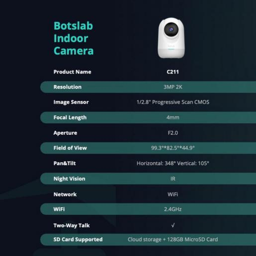 360 Botslab C211 Smart IP Camera CCTV Wifi PTZ 2K 3MP FHD