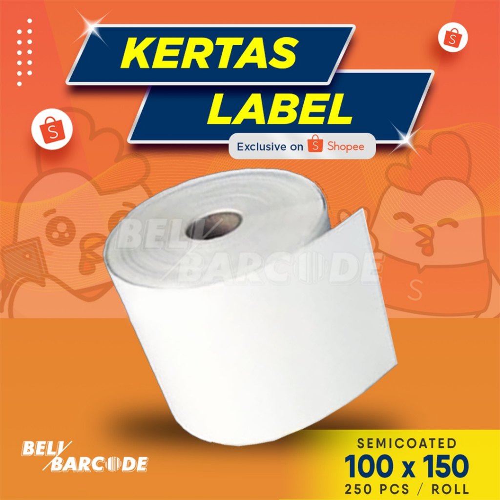 Stiker Label Semicoated 100 x 150 mm 1 Line isi 250 Pcs Cetak Resi