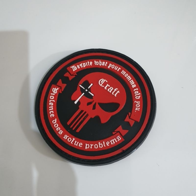 patch rubber logo tengkorak funiser craft shoot / tempelan emblem karet velcro