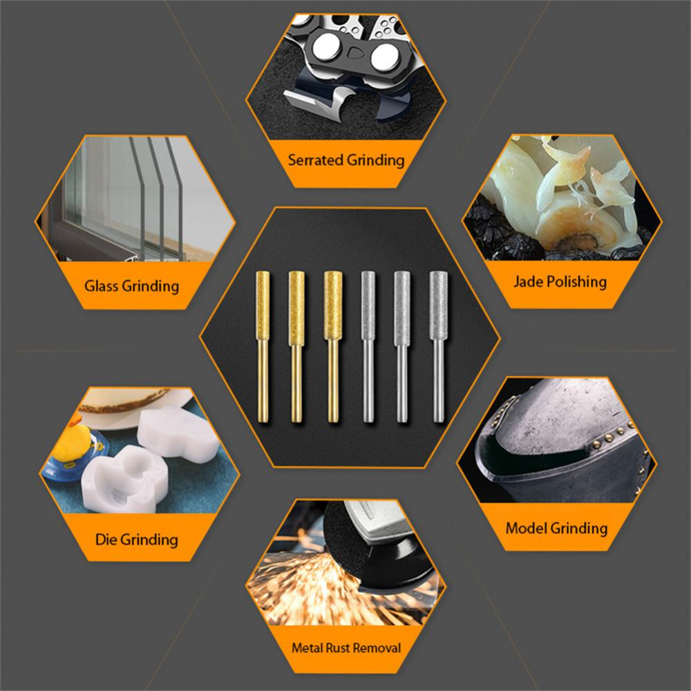 Mata Bor Pengasah Rantai Gergaji Grinding 4-5.5mm 6 PCS - KI-55 - Silver/Gold