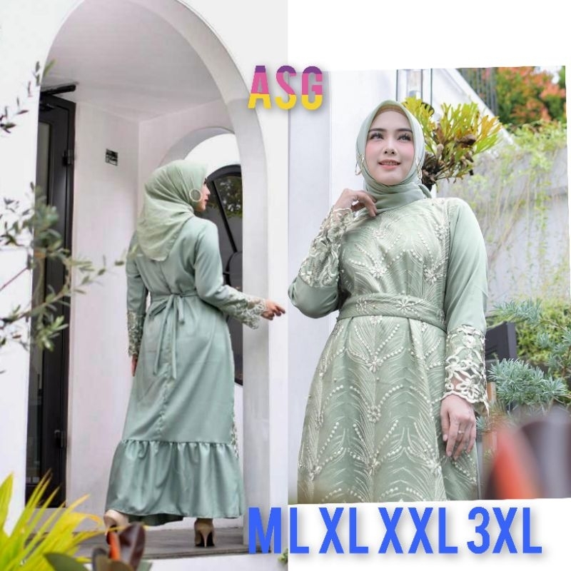 ( Produk Baru ) Amita Gamis Brukat Premium Maxi Dress Pesta Seragam Wisuda Jumbo Kondangan Size M L XL XXL 3XL