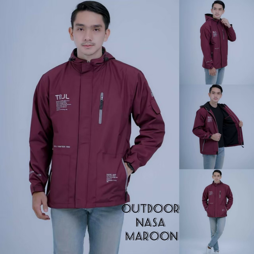 JAKET CAGOULE NASA MARUN - JAKET OUTDOOR NASA - JAKET PARKA SIMPLE NASA - JAKET GUNUNG BOJIEL ORIGIN