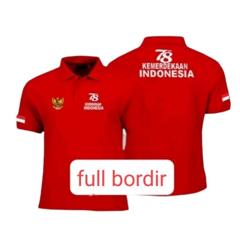 kaos polo kaos HUT RI ke 78 full bordir