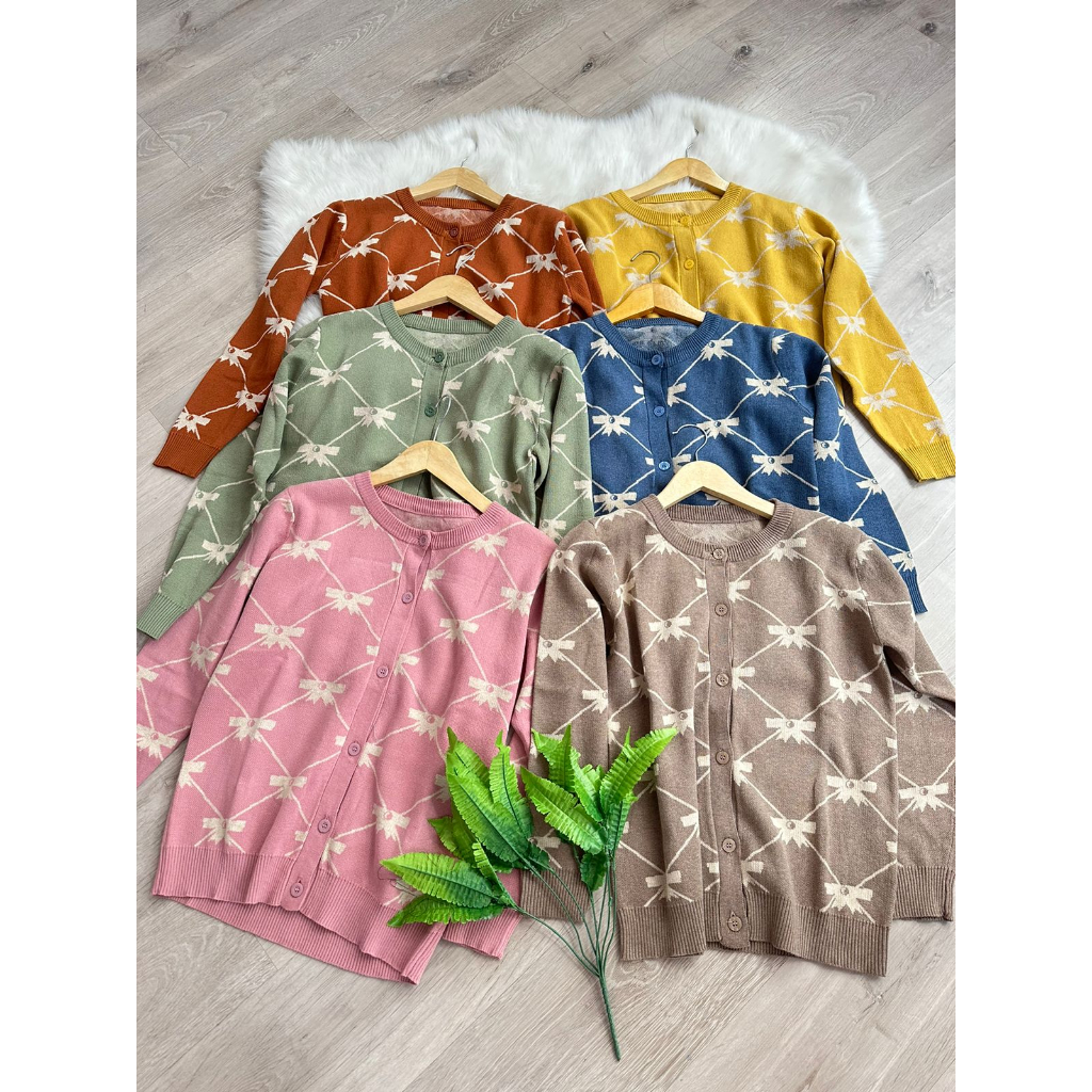 [ALLN Knitwear] Cardigan Knitwear Motif Pita Atasan Wanita