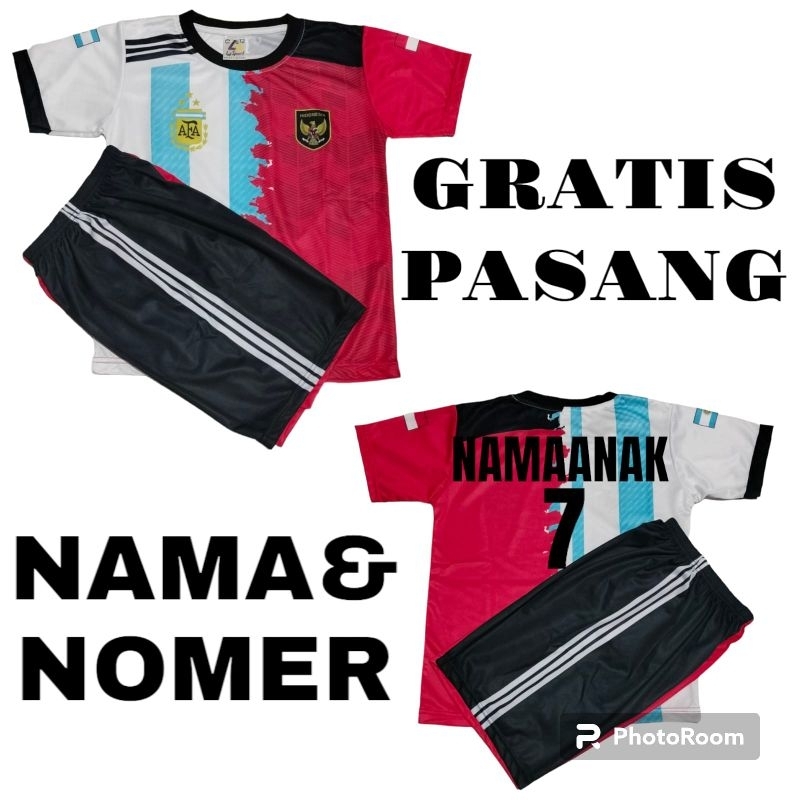 setelan Jersey FRIENDLY MATCH INDONESIA VS ARGENTINA SETELAN BAJU BADMINTON ANAK #SETELAN BAJU TIMNA