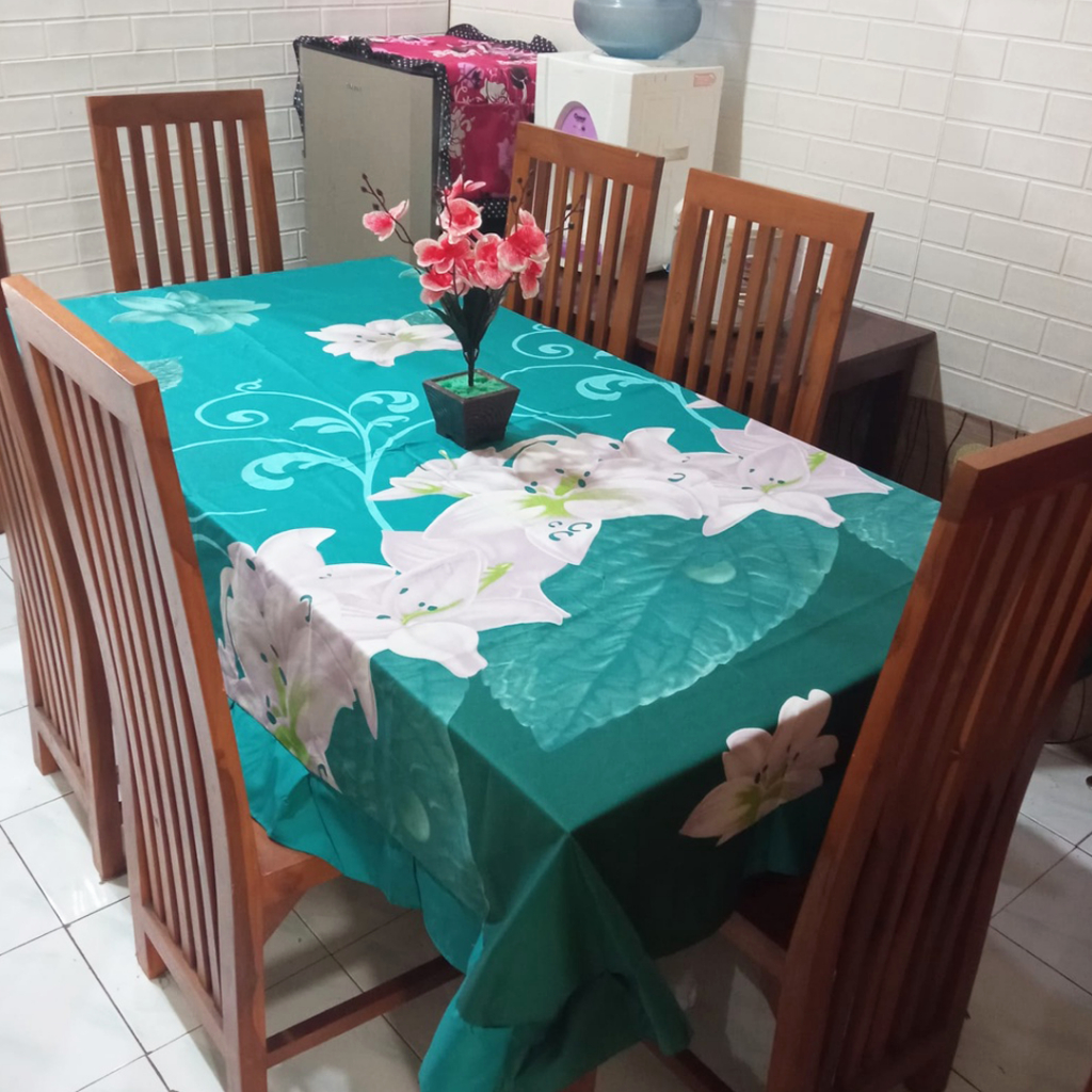 [✅COD] Taplak Meja Kain 140x220 Model Rumbai Aneka Motif Perlengkapan Dekorasi Ruang Makan Dapur Rumah