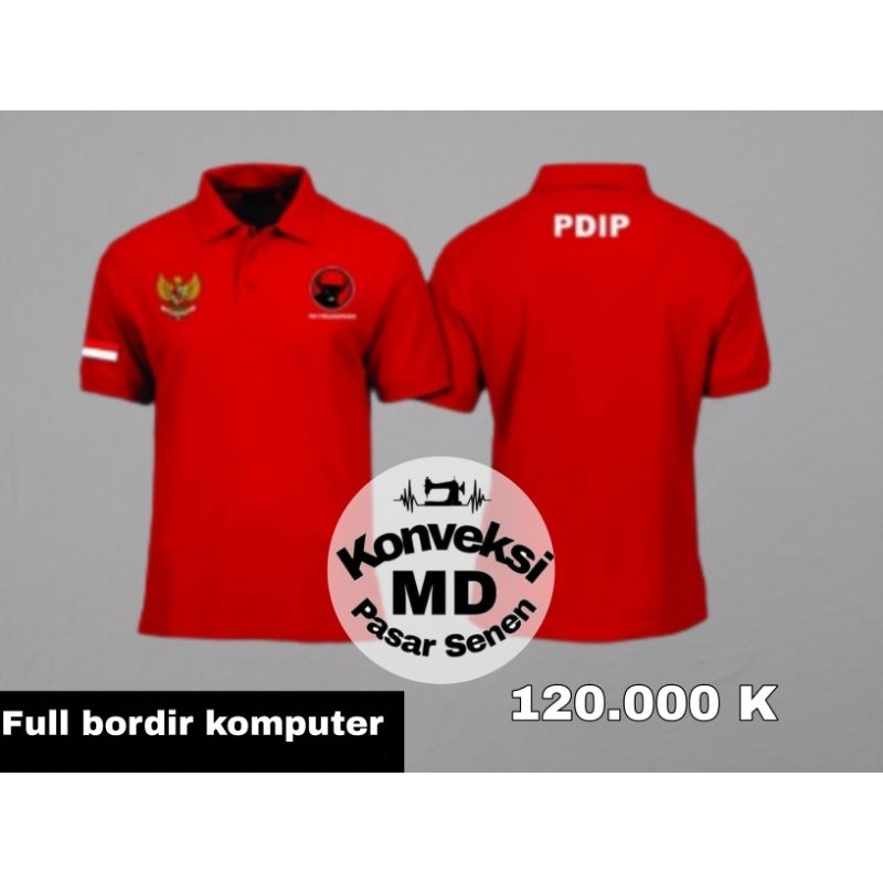kaos kerah polo partai PDIP full bordir/kaos kerah polo partai PDIP full bordir/kaos kerah partai PD
