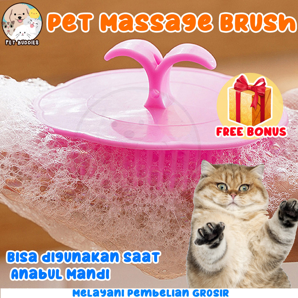 Pet Massage Brush Sisir Lentur Mandi Pijat Kucing Pet Grooming