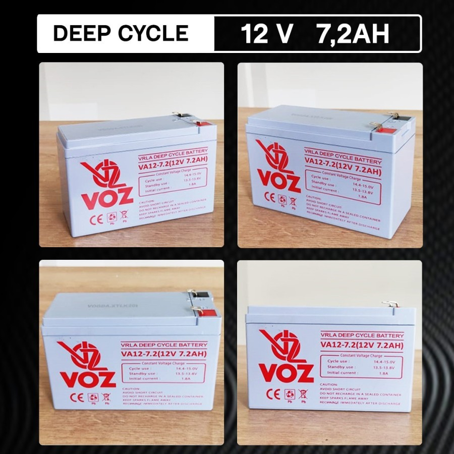 Voz Baterai Deep Cycle 12V 7.2 Ah | Baterai Aki UPS | Baterai Voz