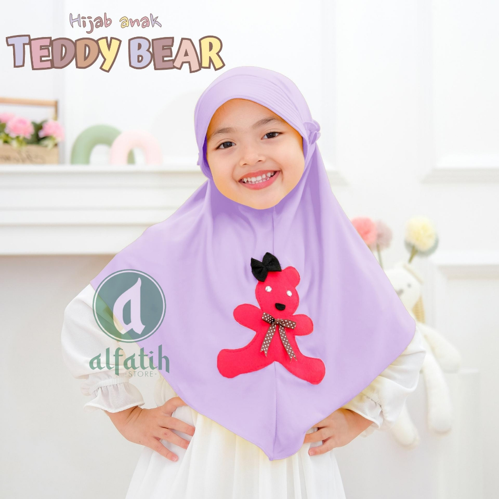 JILBAB ANAK TK - SD TEDDY BEAR / BERUANG / JILBAB ANAK USIA 4-7 TAHUN / PAKAIAN MUSLIM ANAK PEREMPUAN / KERUDUNG ANAK TK / HIJAB ANAK TK-SD KHIMAR ANAK