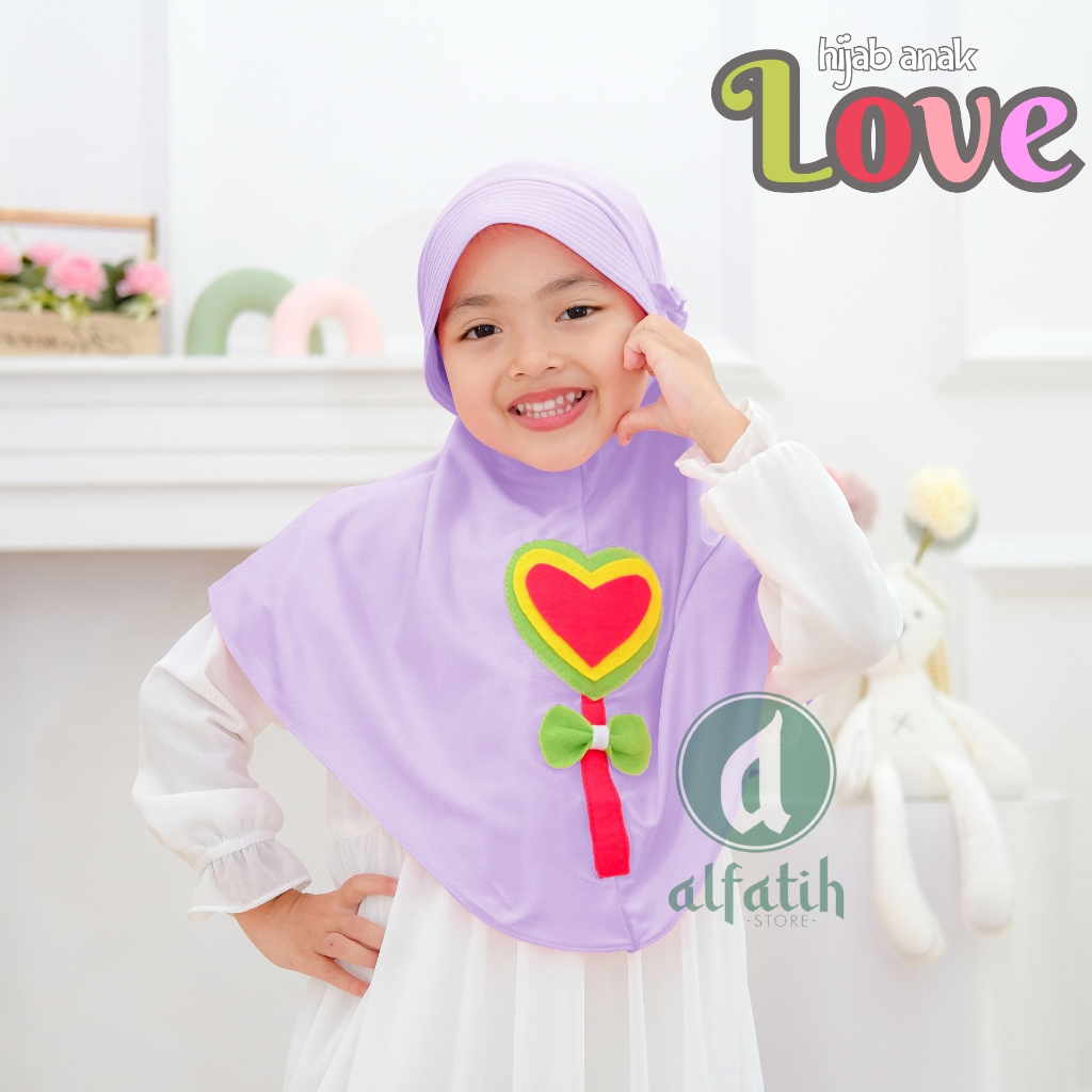 JILBAB ANAK TK - SD LOVE / LOVE / JILBAB ANAK USIA 4-7 TAHUN / PAKAIAN MUSLIM ANAK PEREMPUAN / KERUDUNG ANAK TK / HIJAB ANAK TK-SD KHIMAR ANAK