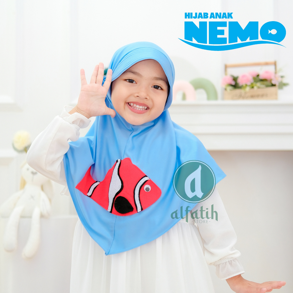 JILBAB ANAK TK - SD NEMO  / FISH NEMO / JILBAB ANAK USIA 4-7 TAHUN / PAKAIAN MUSLIM ANAK PEREMPUAN / KERUDUNG ANAK TK / HIJAB ANAK TK-SD KHIMAR ANAK