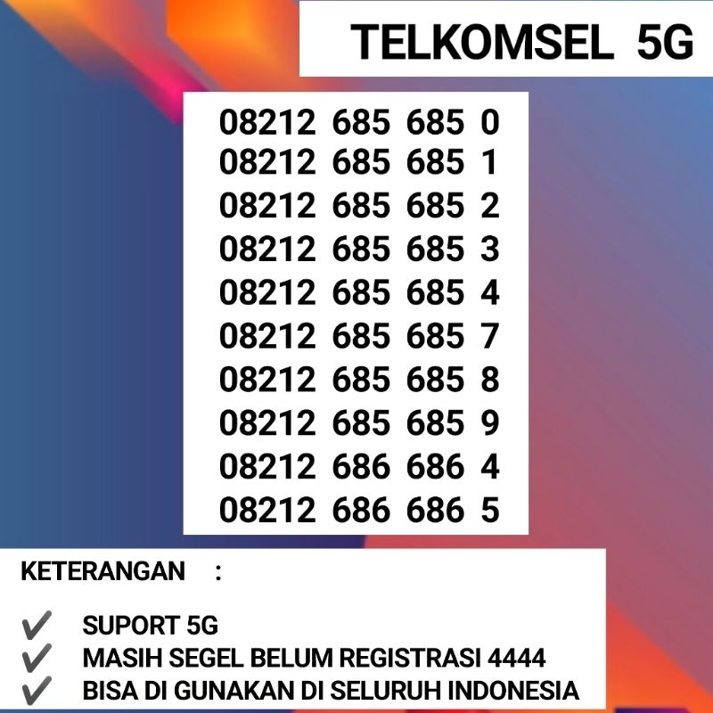 Nomor Cantik Kartu Perdana Simpati 4G SERI Kembar Murah Meriah Simpati 6868 2323 3636 Kembar