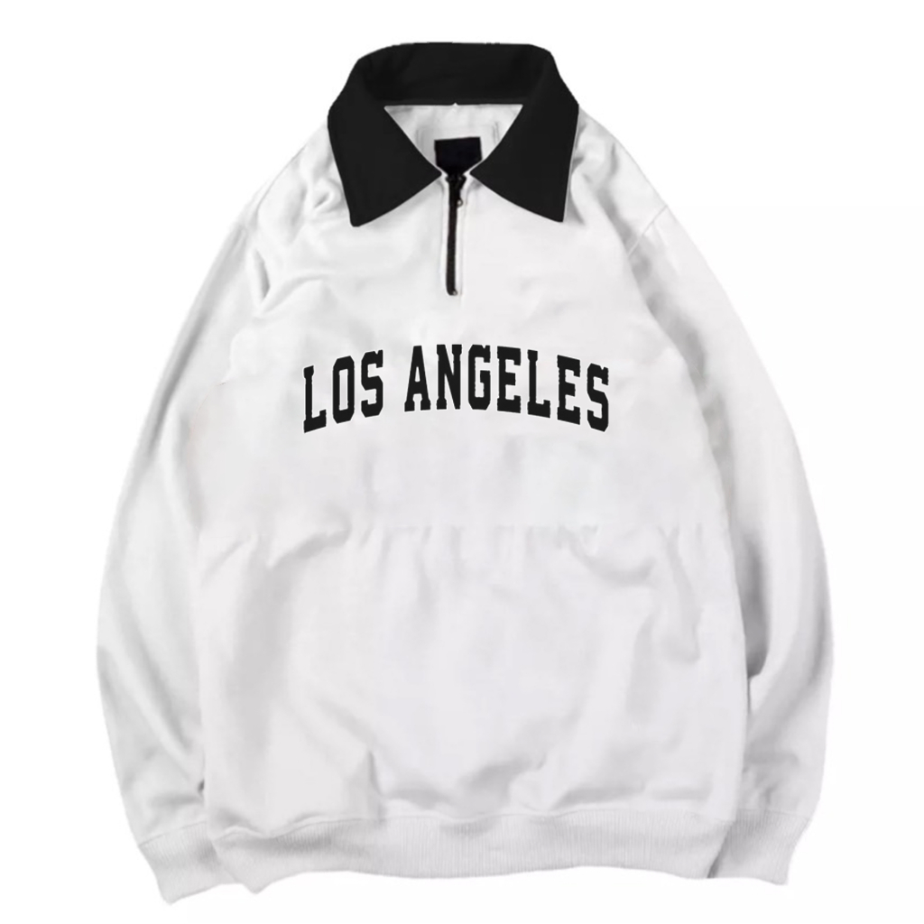 Crewneck Sweater Kerah Pria Jaket Switer Rugby Cowok Cewek Premium Distro Motif Los Angeles