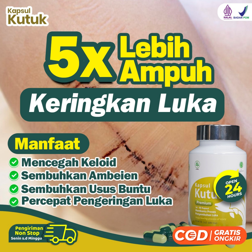 Kapsul Kutuk - Multivitamin 5x Luka Lebih Cepat Kering Sari Albumin Pasca Operasi Caesar Sesar Hernia Luka Diabetes Diabet Terapi Gagal Ginjal Gastritis TBC Infeksi Paru Isi 60 Kapsul