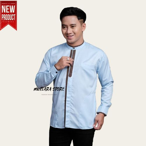 Baju Koko Pria Lengan Panjang Terbaru Motif Alfala Baju Koko Pria Kombinasi Batik Terbaru Koko Terbaru Bahan Toyobo