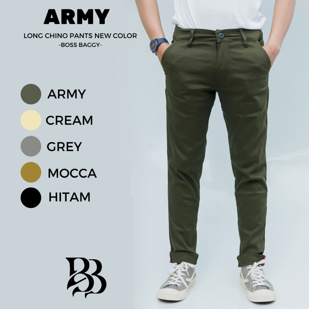 CELANA CHINO Panjang Pria Slimfit KERJAHARIAN Santai Casual Formal Hitam Abu Cream Mocca Size 27-38