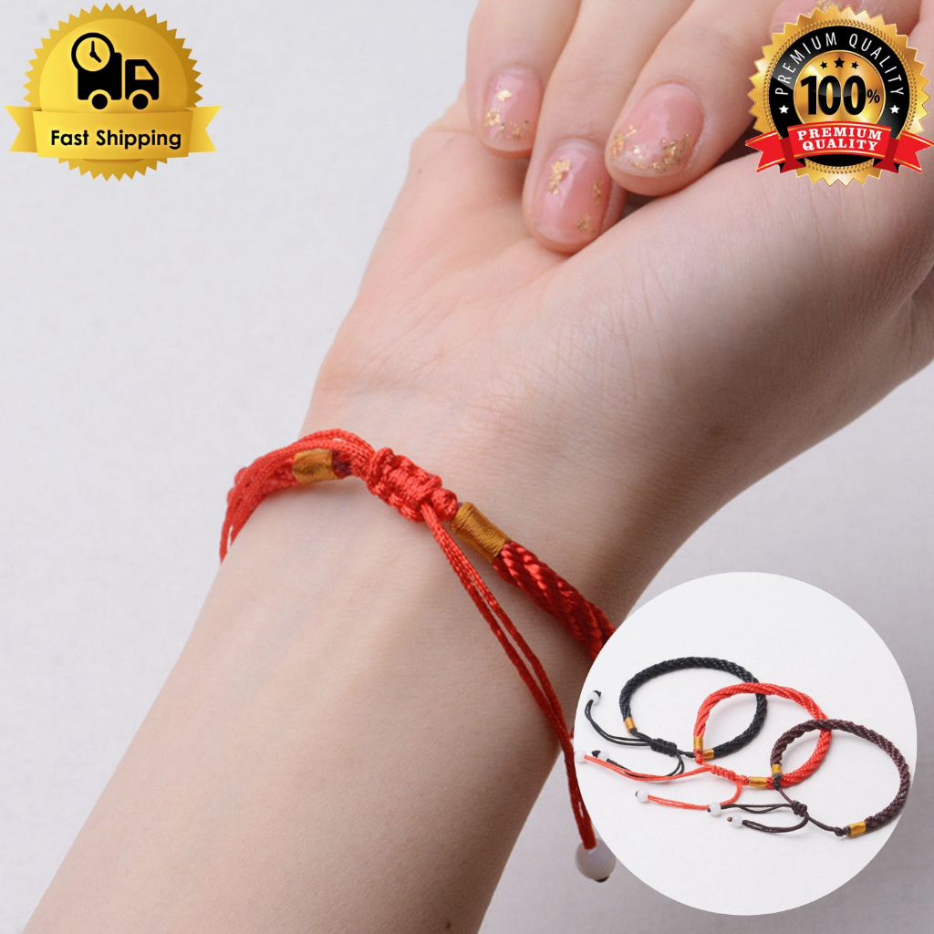 Gelang Tali Merah Hitam Keberuntungan Tibet China Luck Charm Ori G237