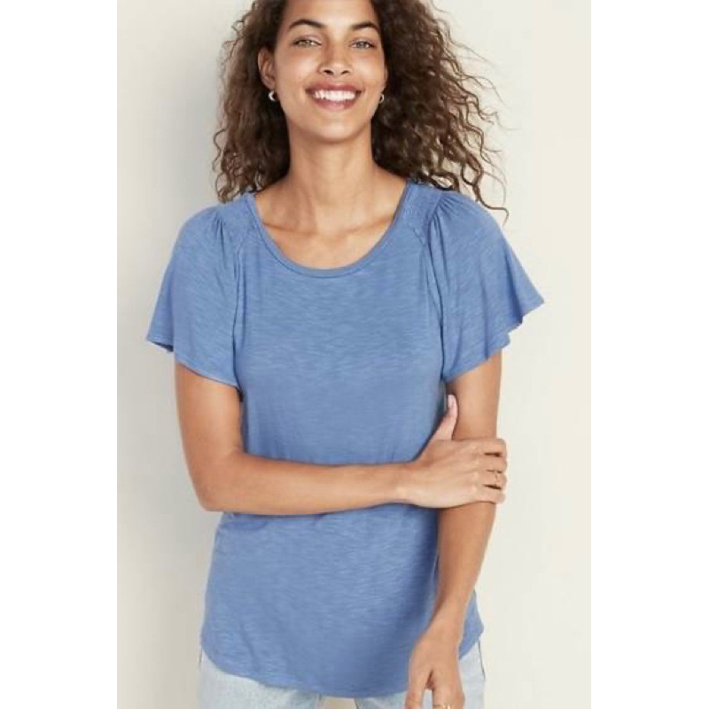 Old Navy ONT Relaxed Fluttersleeve Blouse | Kaos Wanita Polos