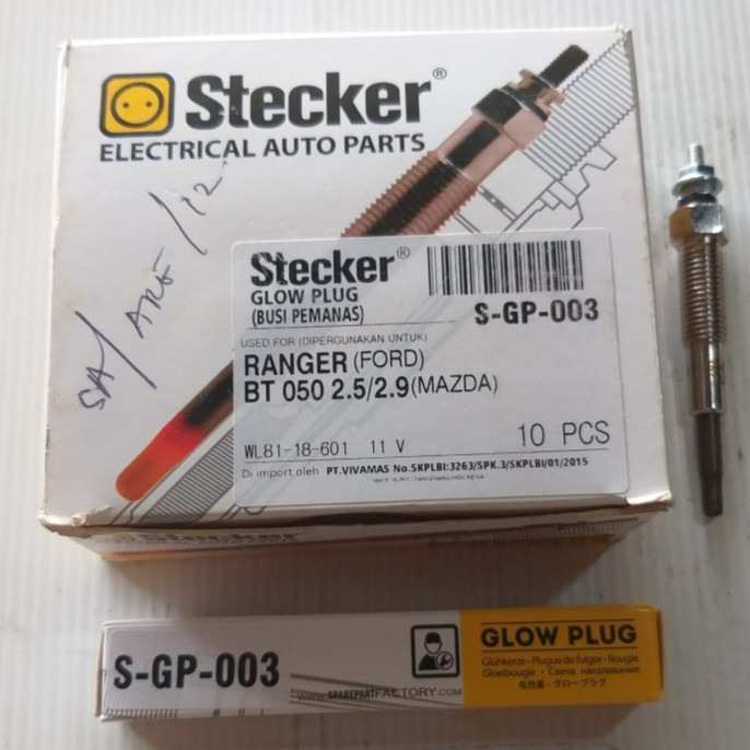 Busi Pemanas Glow Plug Ford Ranger 2.5 2.9 06-11 Mazda SGP-003 Stecker