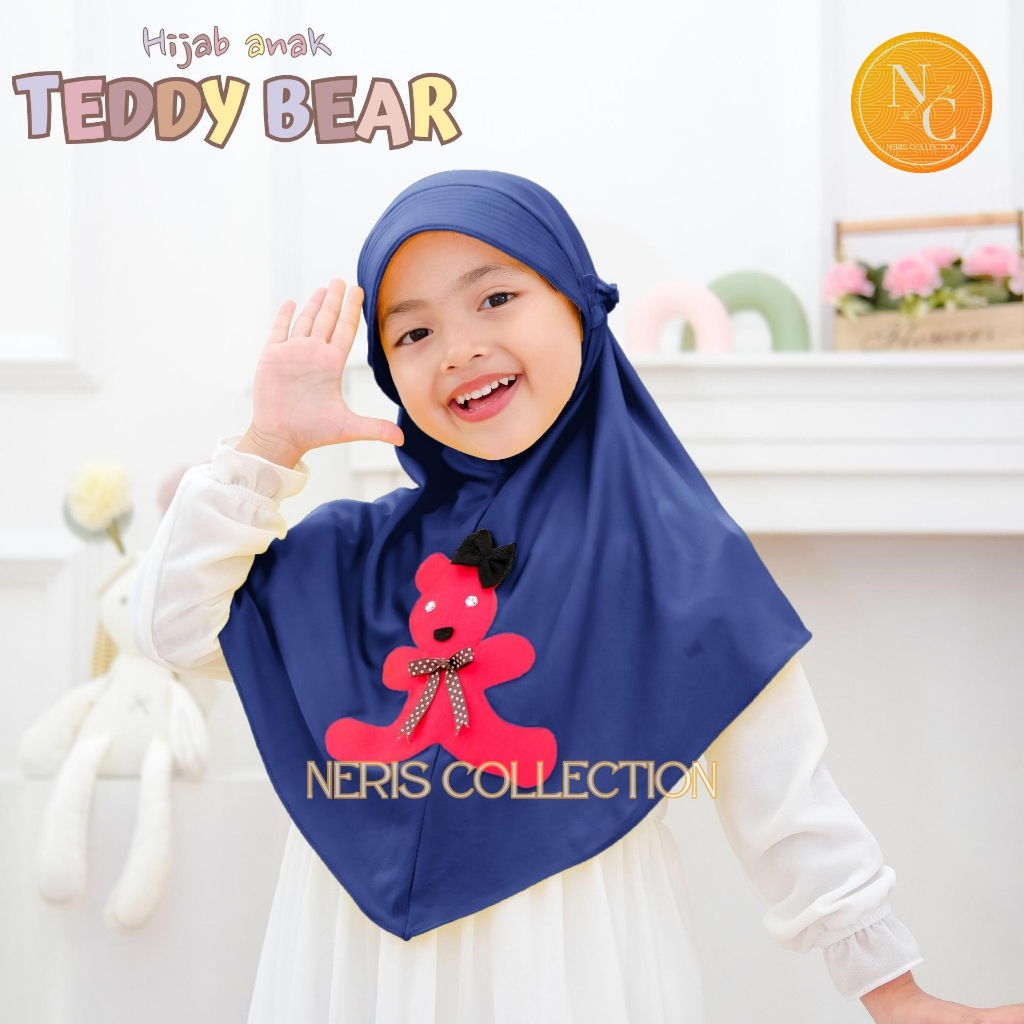 Bergo Anak Variasi Teddy Bear / Hijab Anak TK Kekinian / Hijab Anak TK Tali Karet / Jilbab Anak Kara