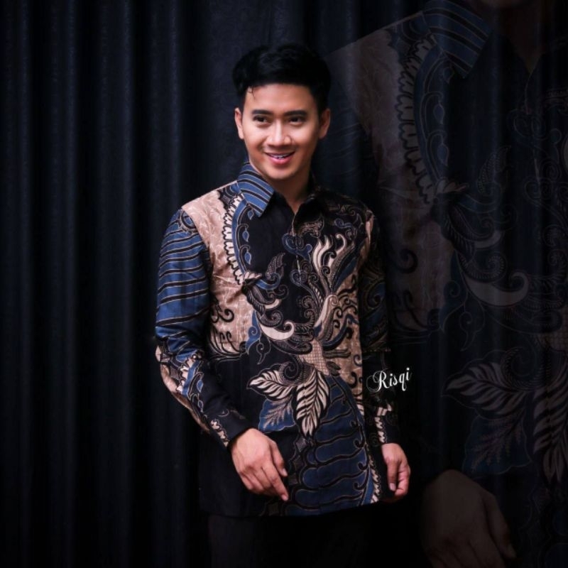 Baju batik Pria Slimfit Big Size M L XL XXL Atasan Kemeja Batik Lengan Panjang Original