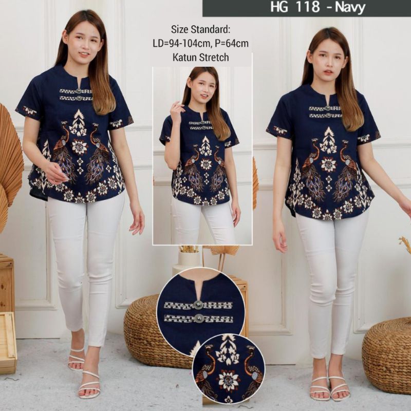 BLOUSE MITA BATIK MODERN 118 ATASAN WANITA ETNIK BAJU CEWEK KERJA KANTOR MURAH 614