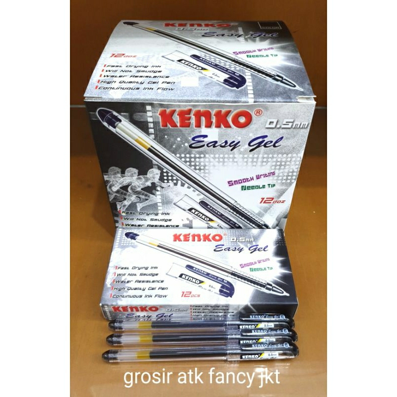 

( 12 buah ) Pulpen Pen Pena Easy Gel Kenko 0.5 mm Hitam JunDW