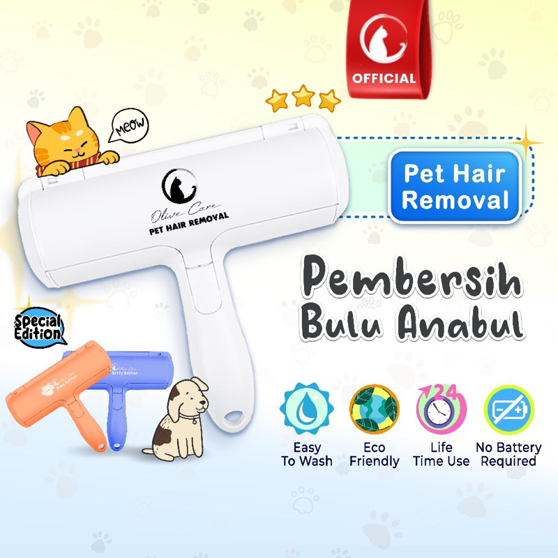 Olive Care Pembersih Bulu Kucing dan Anjing PET HAIR REMOVAL PET ROLLER Jangka panjang
