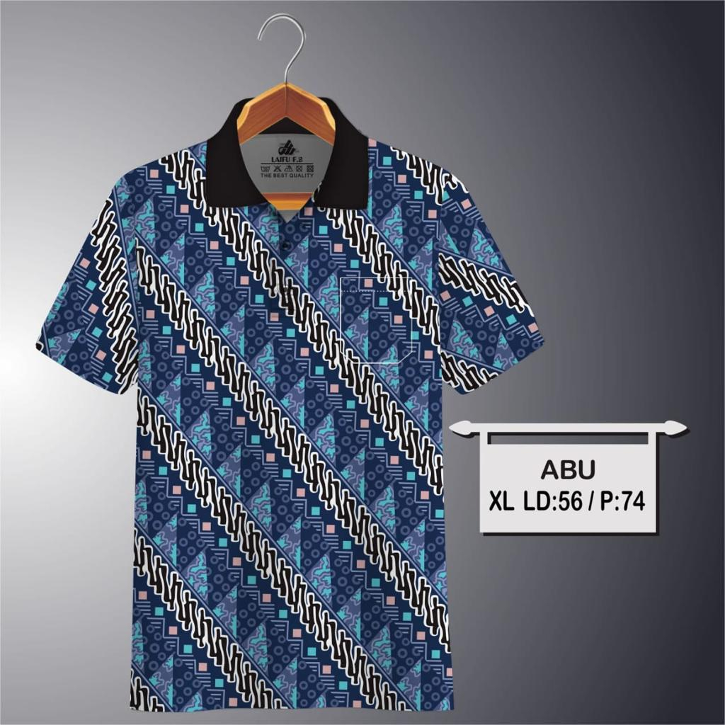 Kaospolos - Kaos motif batik saku dewasa | kaos kerah pria lengan pendek