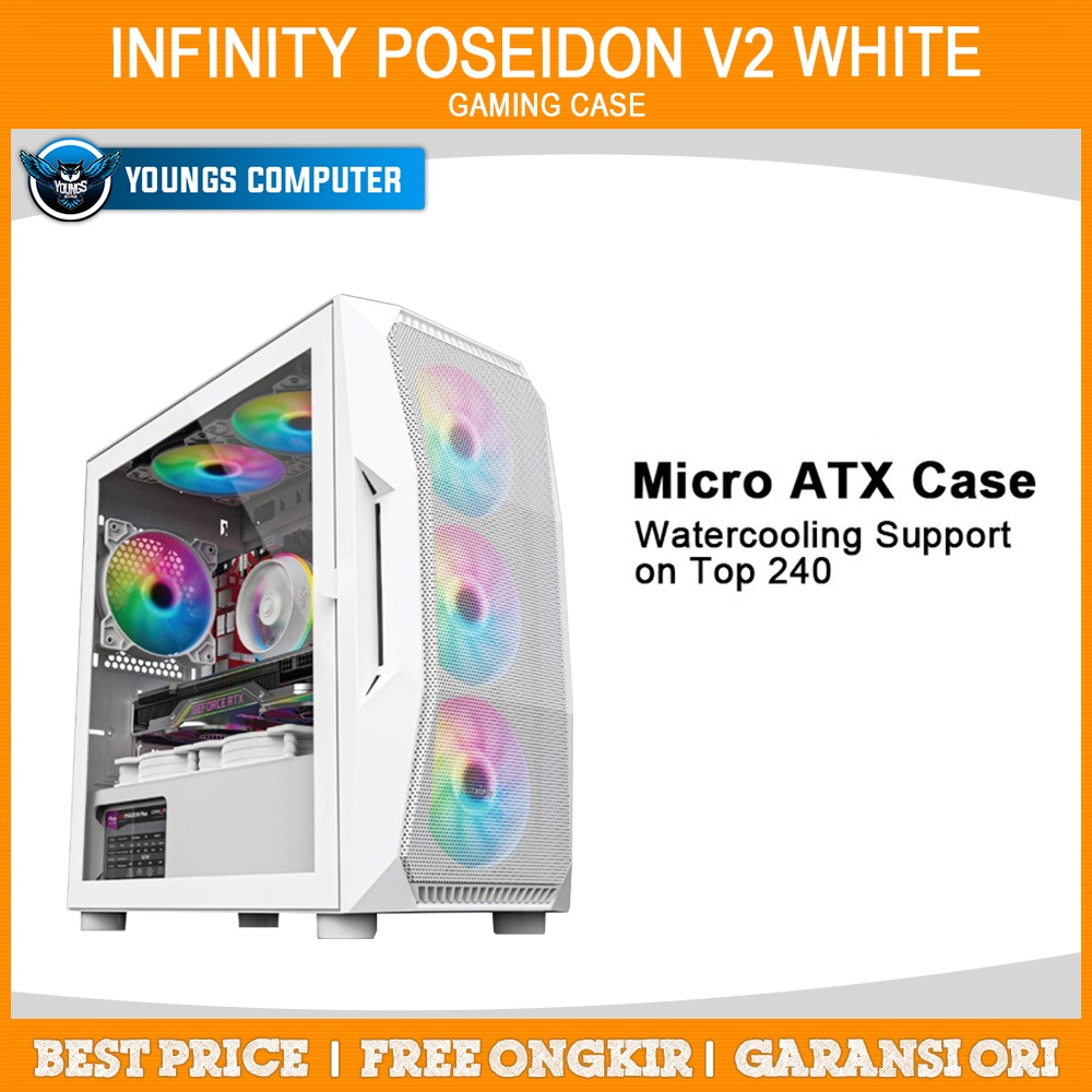 Gaming Case INFINITY POSEIDON V2 WHITE +3 Fan F122 Auto RGB