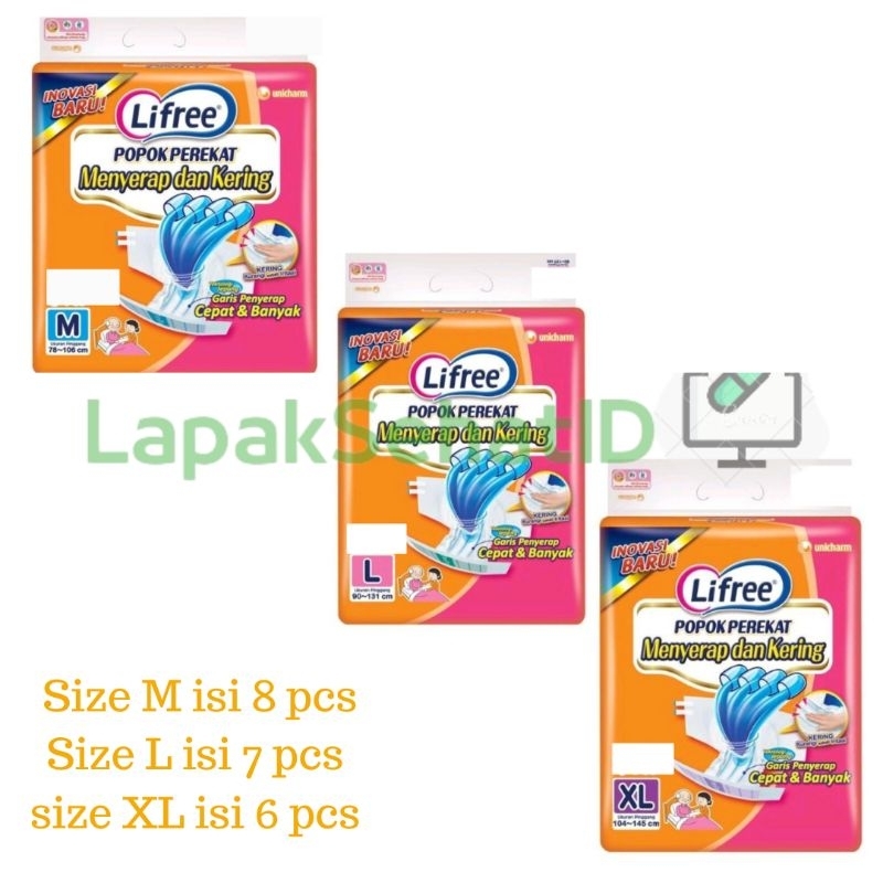 Lifree Popok Dewasa - Lifree Popok Perekat  ukuran M, L& XL