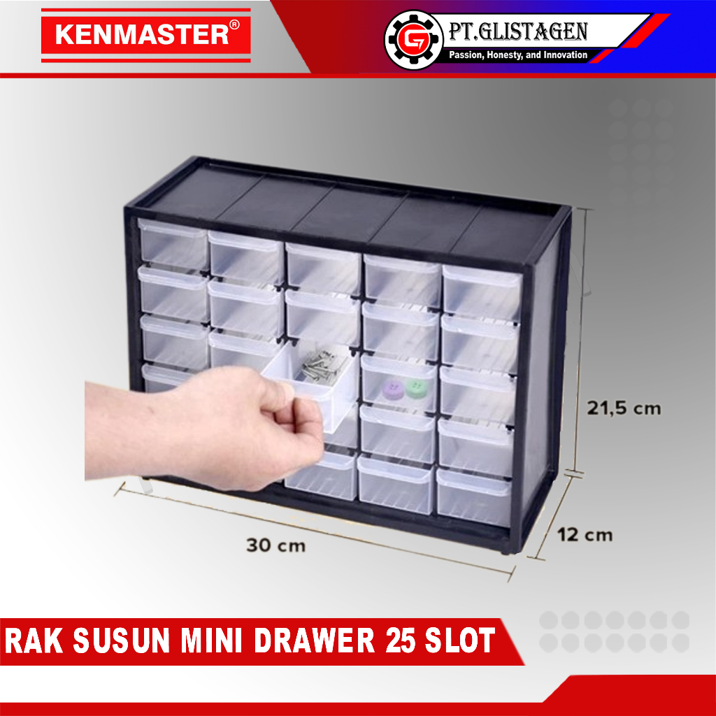 Kenmaster Rak / Kotak / Drawer Komponen 25 Slot Laci Partisi