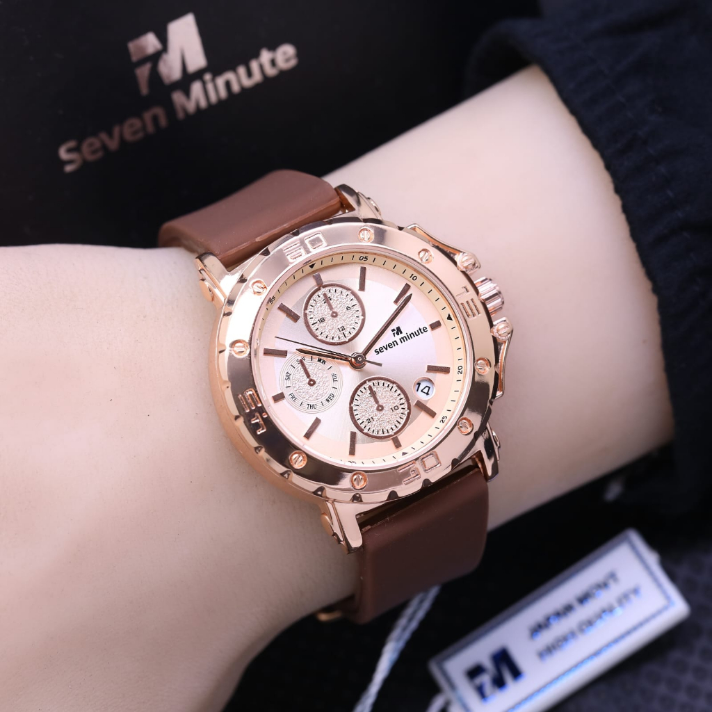 JAM TANGAN WANITA SEVEN MINUTE M701-LS021 RUBBER CHRONO VARIASI