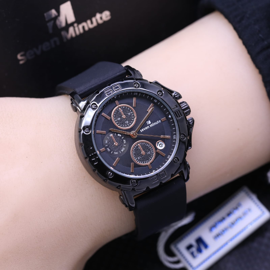 JAM TANGAN WANITA SEVEN MINUTE M701-LS021 RUBBER CHRONO VARIASI