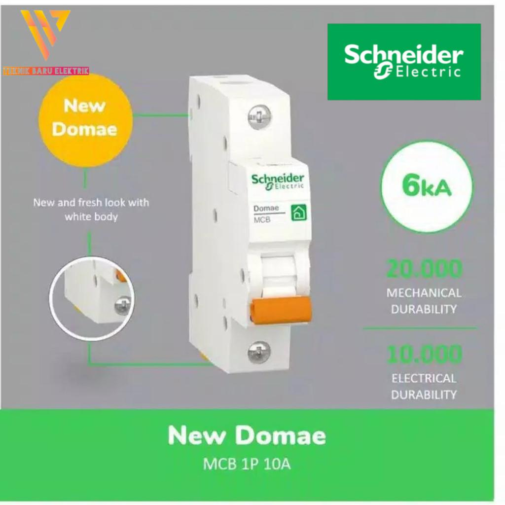 MCB SCHNEIDER NEW DOMAE ELECTRIC 1PHASE 2A 4A 6A 10A 16A 20A 25A 32A SNI BREKER PEMUTUS TEGANGAN LISTRIK 220V