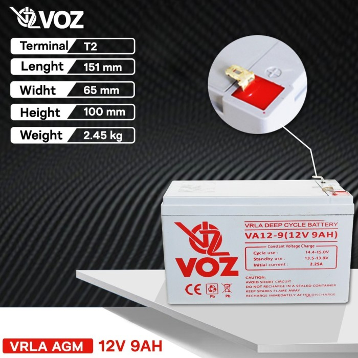 Voz Baterai Deep Cycle 12V 9 Ah | Baterai UPS |Baterai Voz