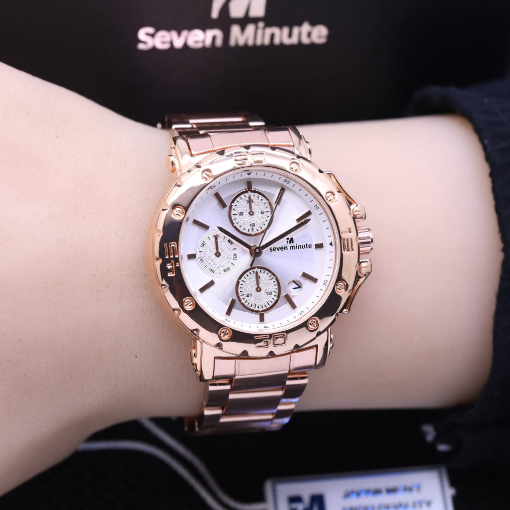 JAM TANGAN WANITA SEVEN MINUTE RANTAI CHRONO OFF M701-LS016