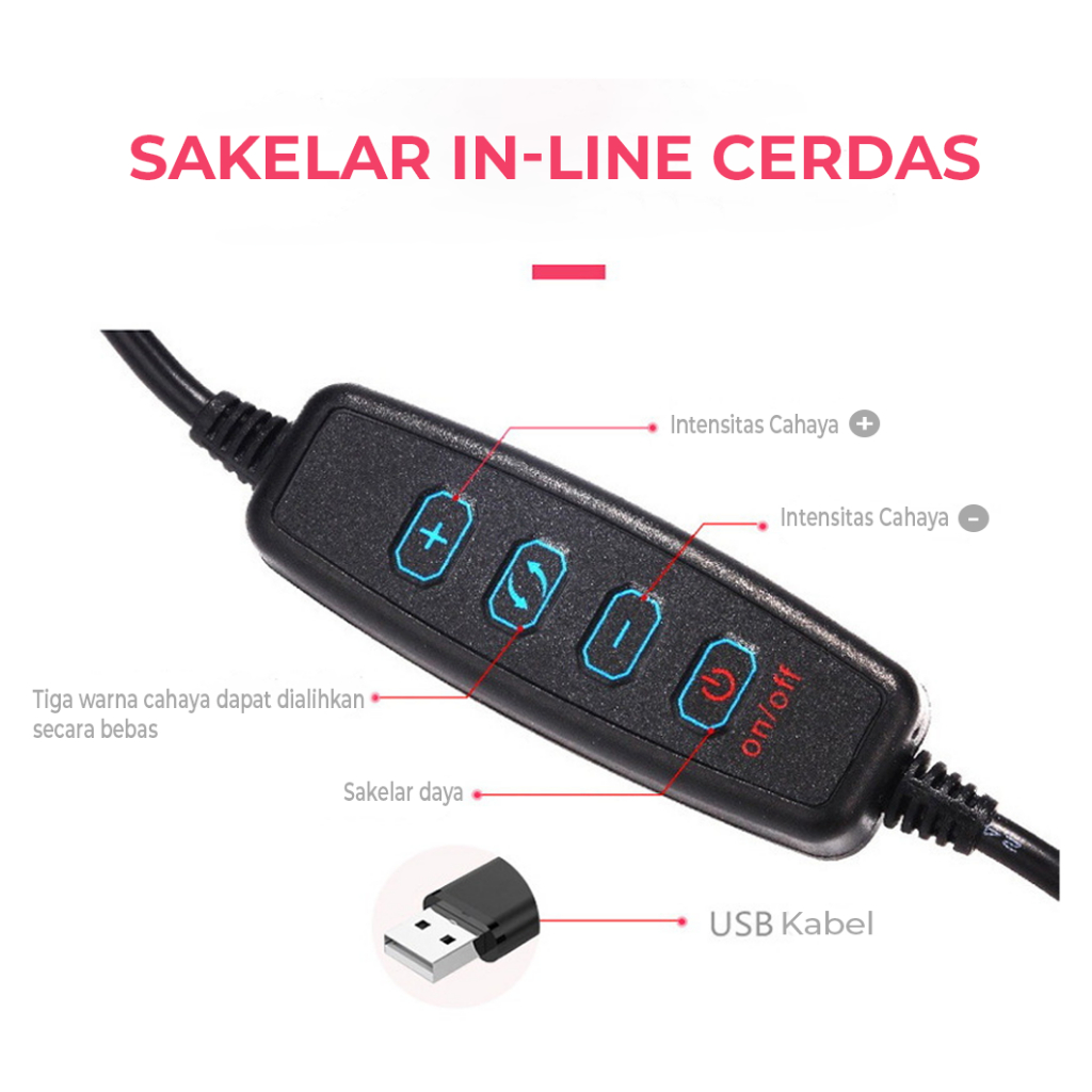 Ringlight Lampu Selfie 26Cm LED 3 Color + Tripod 2.1M  Holder Make Up Vlogger AH085 - ACS