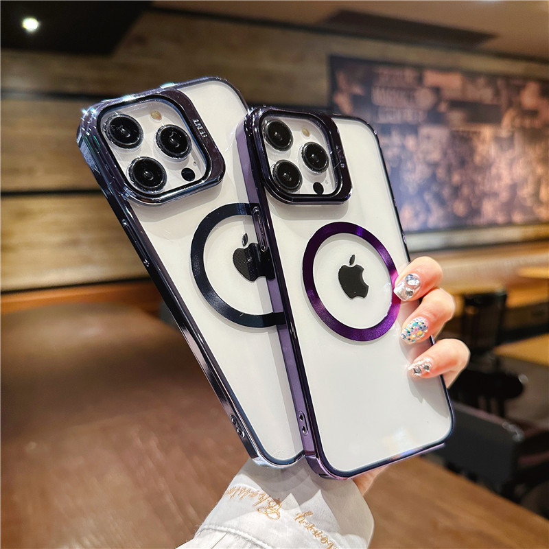 Myroots Case Crystal Stand Untuk Iphone 14 13 Pro Max Casing Luxe Clear Magsafe